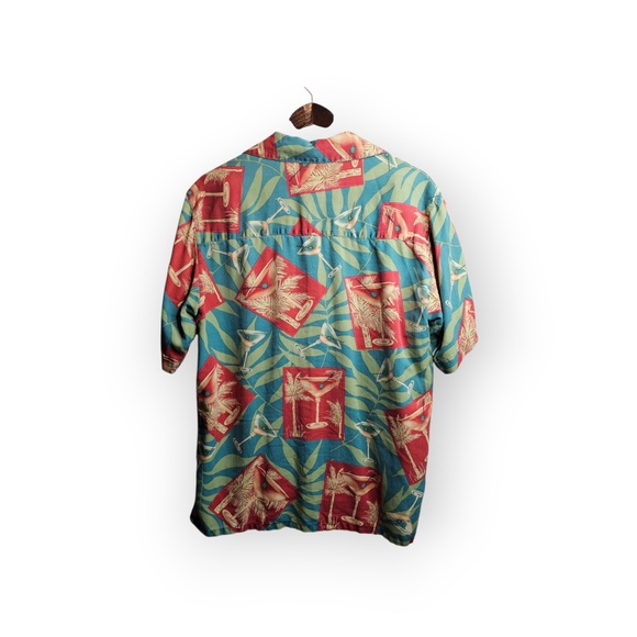 Banana Cabana Men's 100% Silk Hawaiian Martini Tropical Shirt Medium - Picture 5 of 5